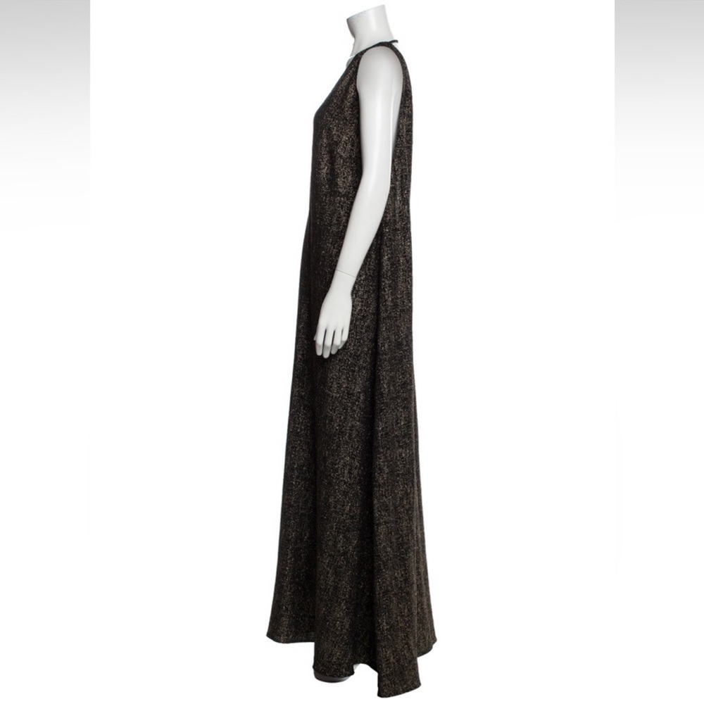 Reformation Black and Gold Evening Gown Deep Cut Front Back size Medium - Picture 4 of 8